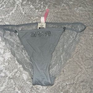 Vintage Victoria Secret PINK  "Ho Ho Ho" Lace Bottom Panty‎ Size Large